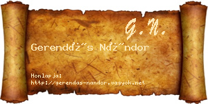 Gerendás Nándor névjegykártya